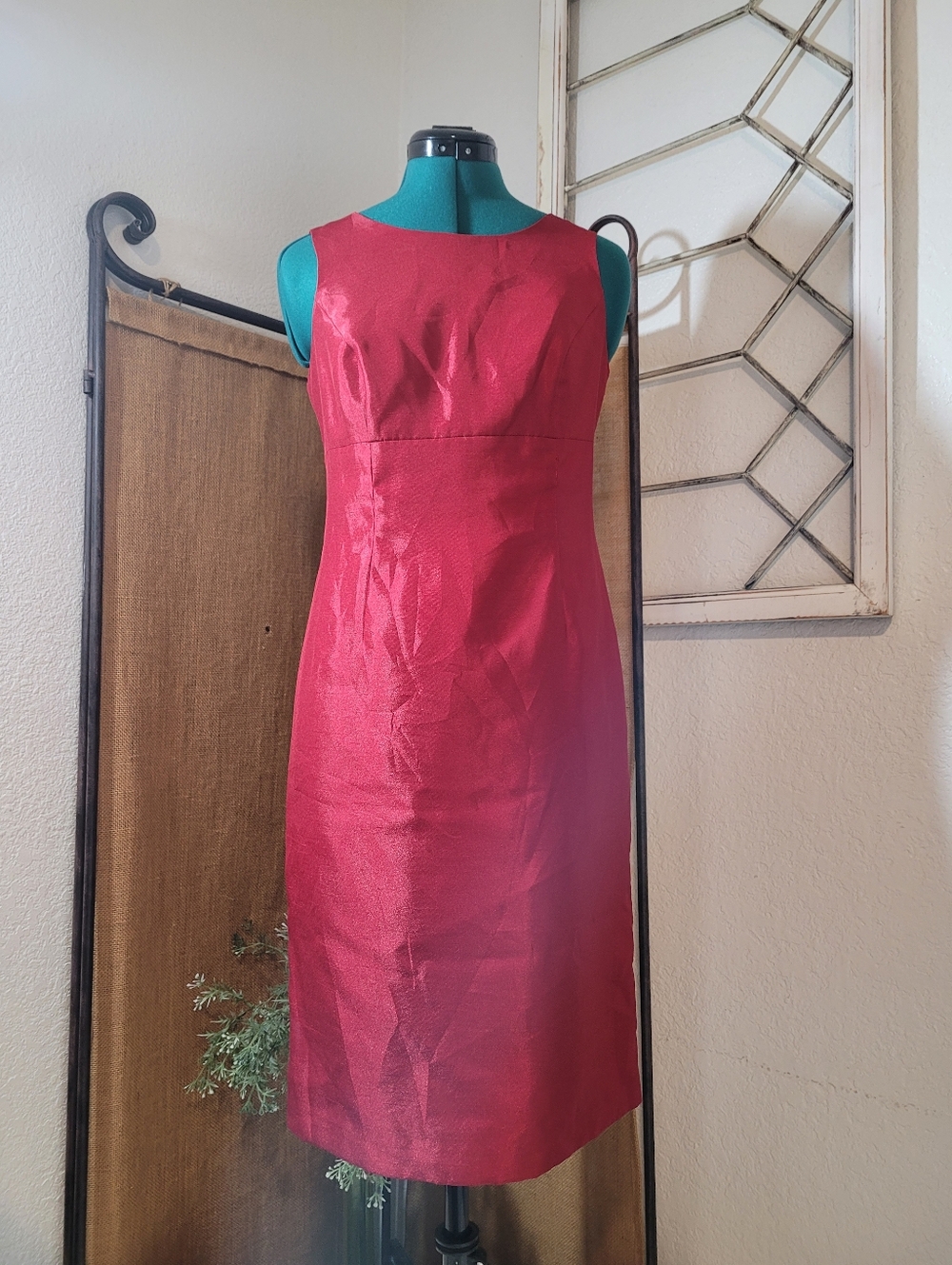 Black Label by Evan Picone Red Polyester Sleeveless Cocktail Party Back Zipper 2